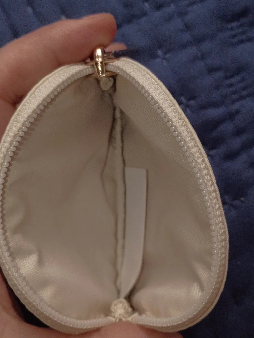 lululemon athletica Cream Crescent Cosmetic Pouch with Gold Logo